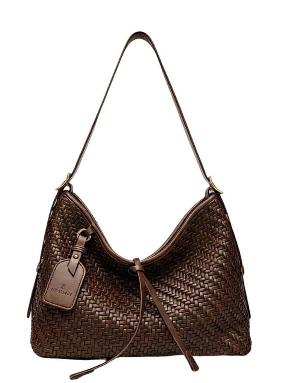 Woven Shoulder Bag Women Trendy Underarm Woven Tote Bag Brown Handbag